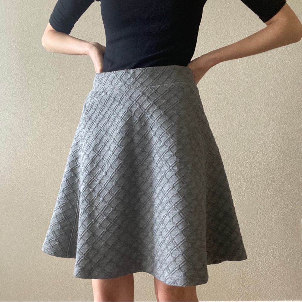 Ann Taylor Gray Knit Skater Skirt
